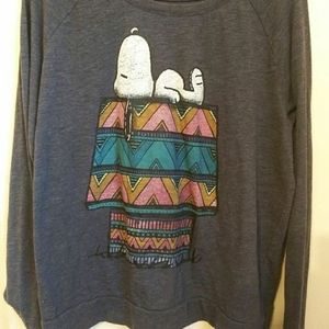 " Snoopy On Southwestern Print Long Sleeve Shirt "